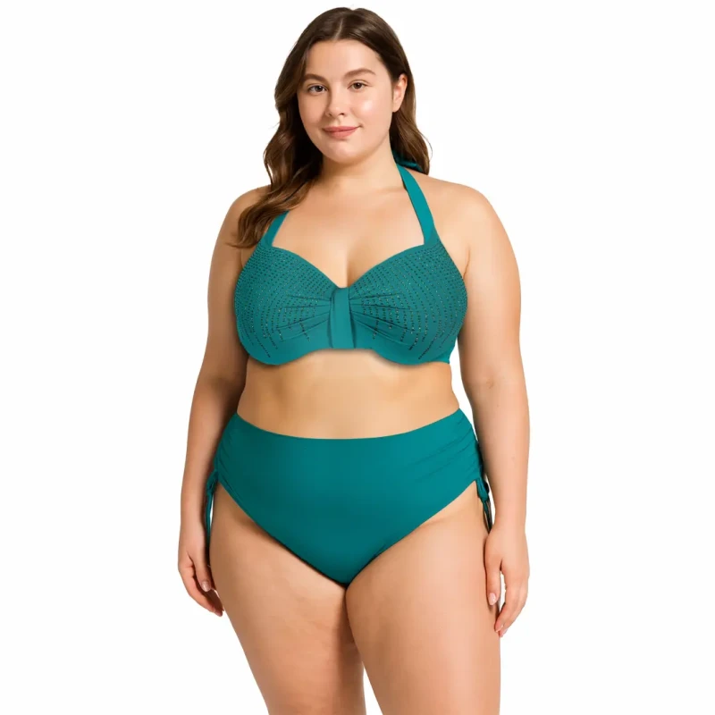 DÓŁ stroju kąpielowego PLUS SIZE majtki damskie turkusowe Captain Mike