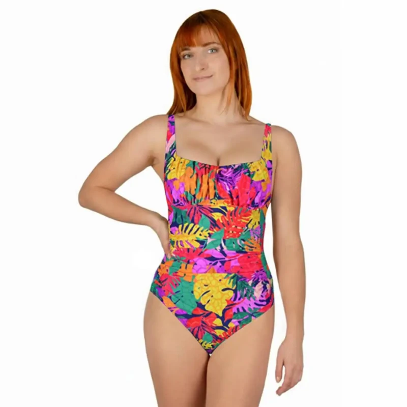 Strój kąpielowy damski JEDNOCZĘŚCIOWY marszczony w kwiaty Captain Mike