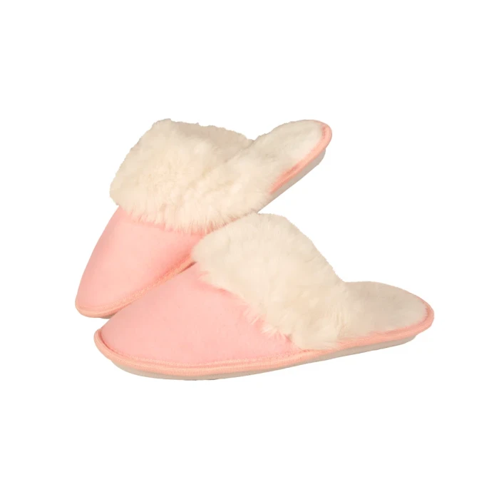 Kapcie damskie ocieplane z futerkiem wsuwane różowe Captain Mike 