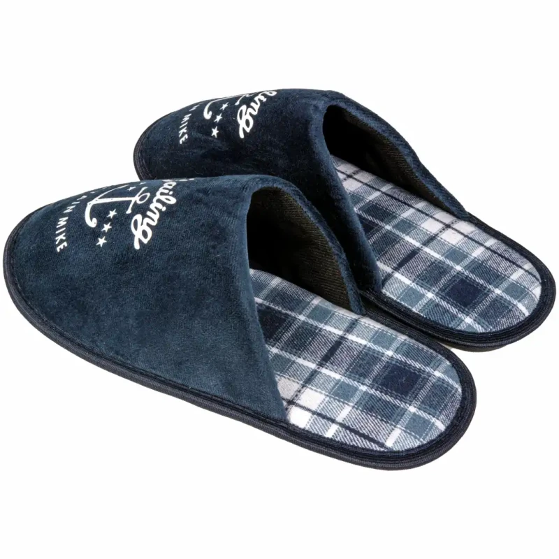 Męskie kapcie laczki pantofle granatowe SAILING z kotwicą Captain Mike