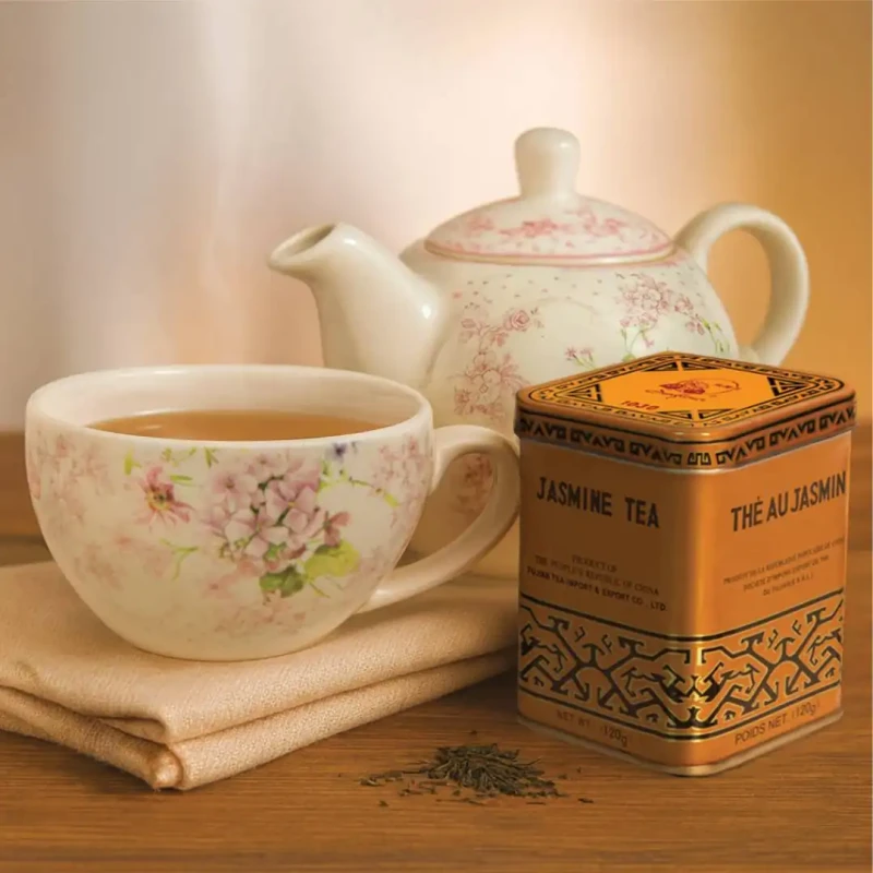 Zestaw prezentowy – porcelanowy czajniczek z filiżanką + herbata jaśminowa