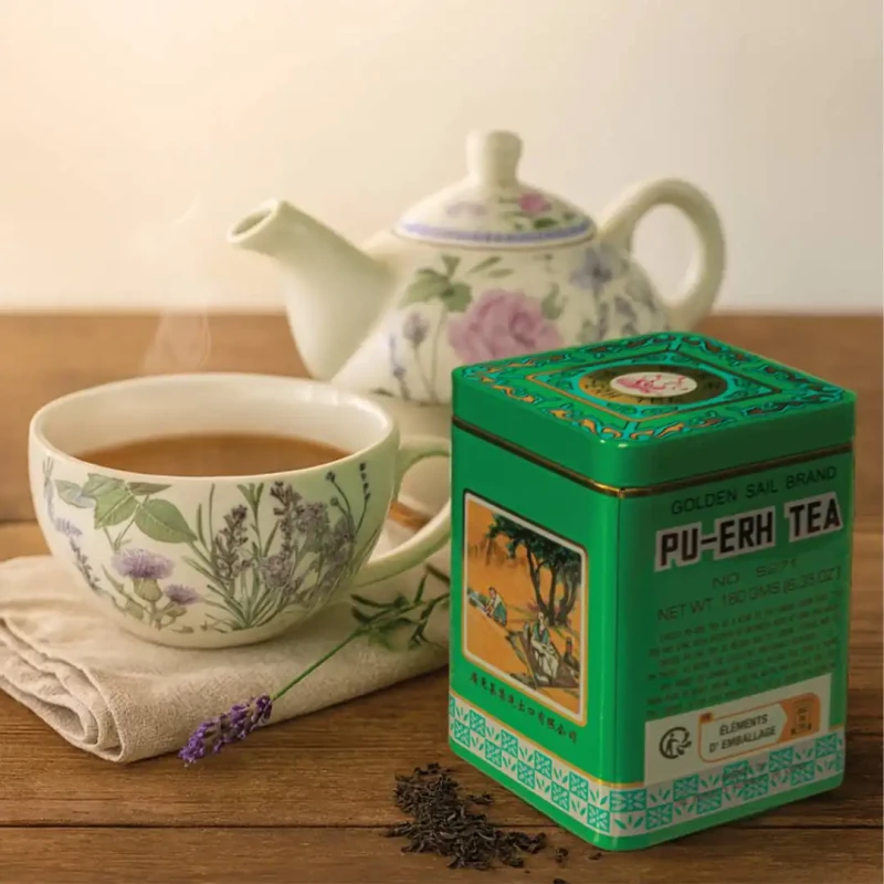 Zestaw prezentowy – porcelanowy czajniczek z filiżanką + herbata Pu-Erh