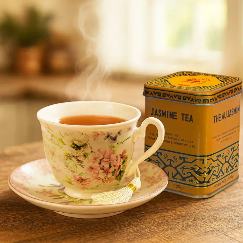 Zestaw prezentowy – porcelanowa filiżanka + herbata jaśminowa