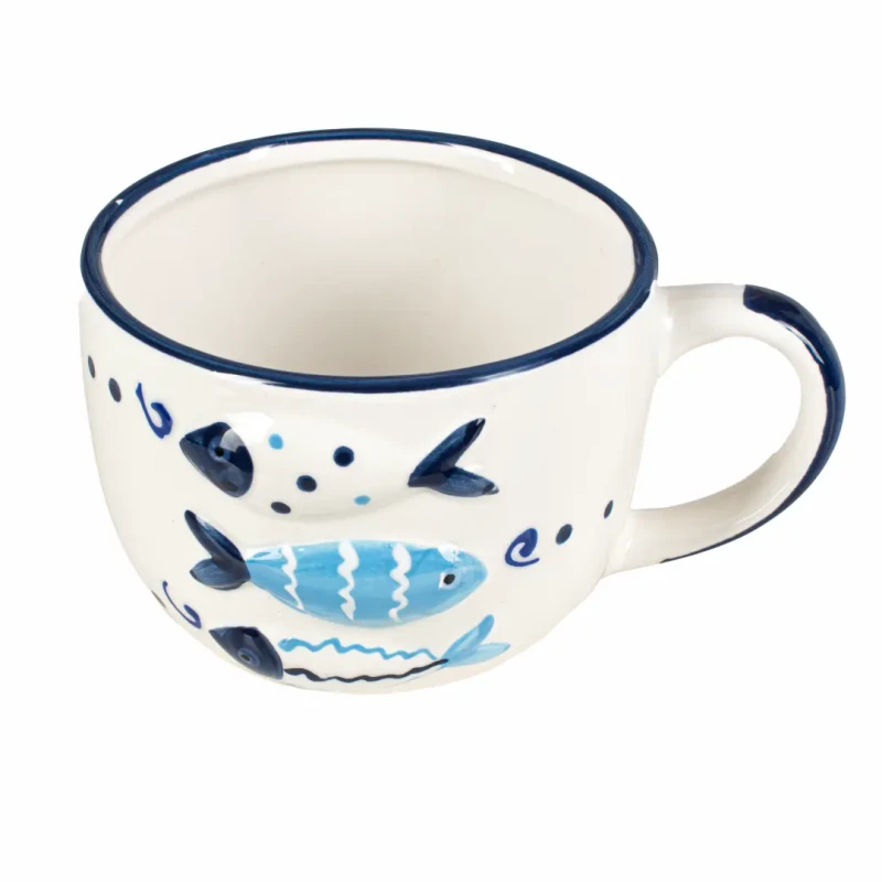 Kubek marynistyczny z uchwytem wypukłe ryby, prezent Captain Mike 400 ml