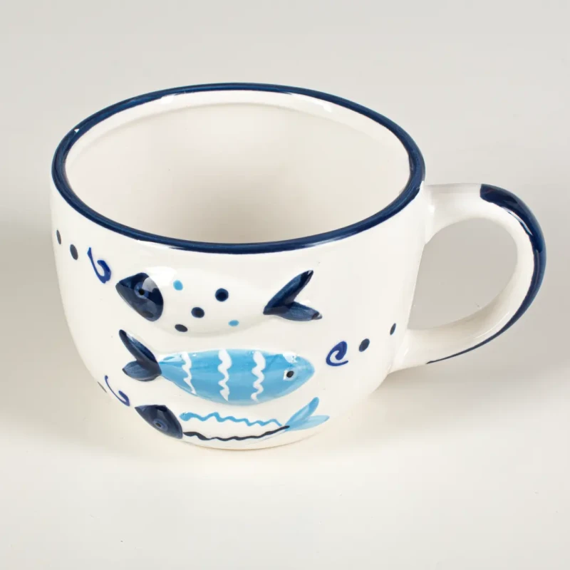 Kubek marynistyczny z uchwytem wypukłe ryby, prezent Captain Mike 400 ml