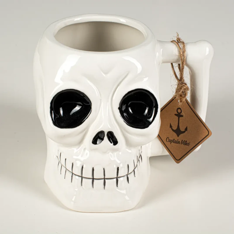 Kubek czaszka z uchwytem w kształcie kości, prezent Captain Mike 450 ml