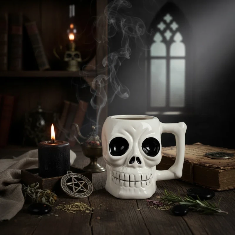 Kubek czaszka z uchwytem w kształcie kości, prezent Captain Mike 450 ml