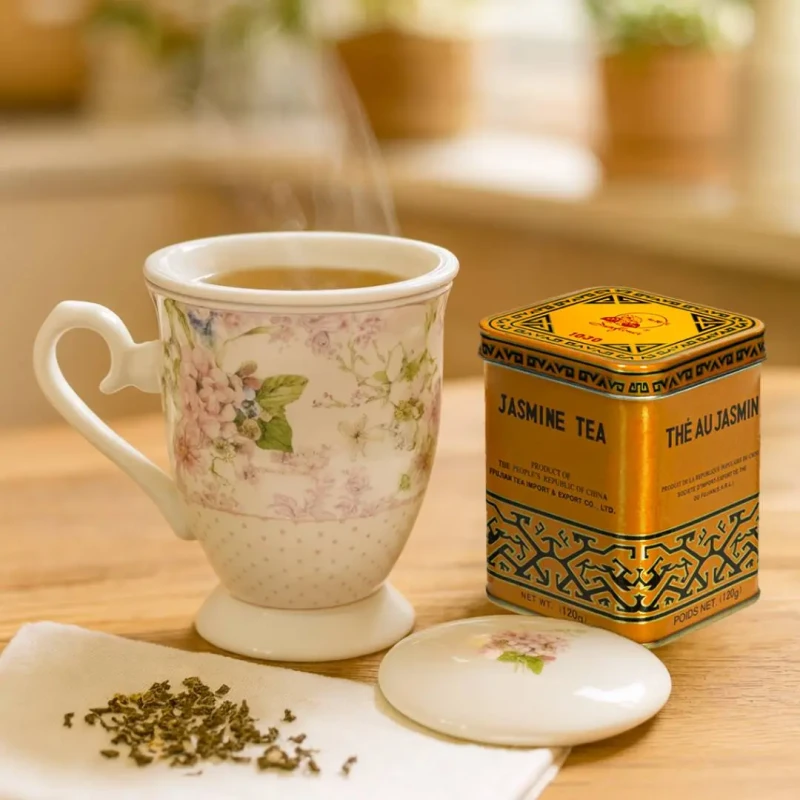 Zestaw prezentowy – porcelanowy kubek + herbata jaśminowa