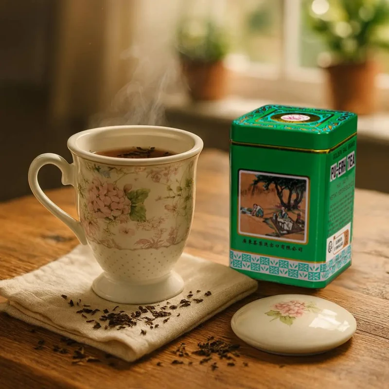 Zestaw prezentowy – porcelanowy kubek + herbata Pu-Erh