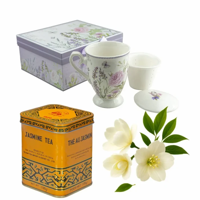 Zestaw prezentowy – porcelanowy kubek + herbata jaśminowa