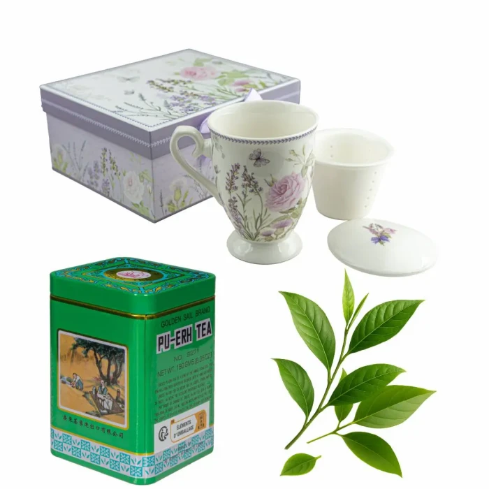 Zestaw prezentowy – porcelanowy kubek + herbata Pu-Erh