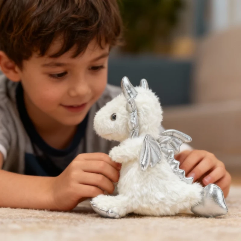 Pluszowy Smok Szymek Biały Maskotka Przytulanka Captain Mike