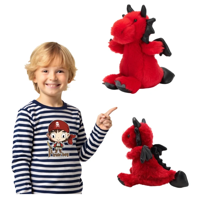 Pluszowy Smok Szymek Czerwony Maskotka Przytulanka Captain Mike