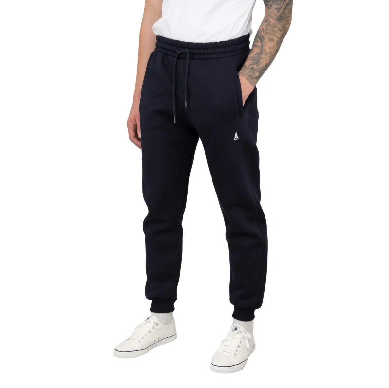 Spodnie dresowe męskie ocieplane granatowe ze ściągaczami Captain Mike
