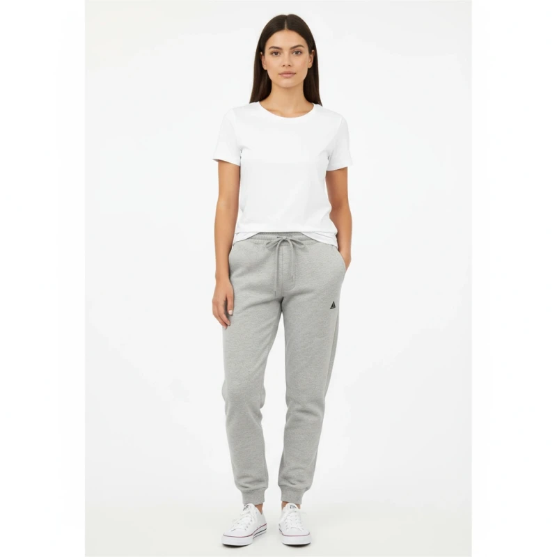 Spodnie dresowe damskie ocieplane ze ściągaczami szare Captain Mike