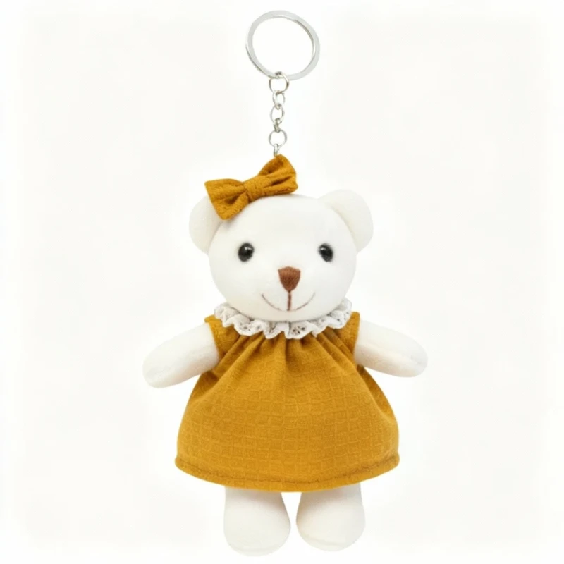Brelok Pluszowy Biały MIŚ MATYLDA w żółtej sukience maskotka Captain Mike
