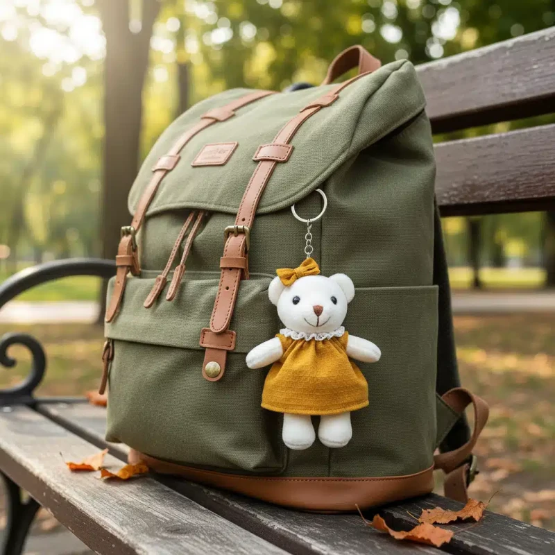 Brelok Pluszowy Biały MIŚ MATYLDA w żółtej sukience maskotka Captain Mike