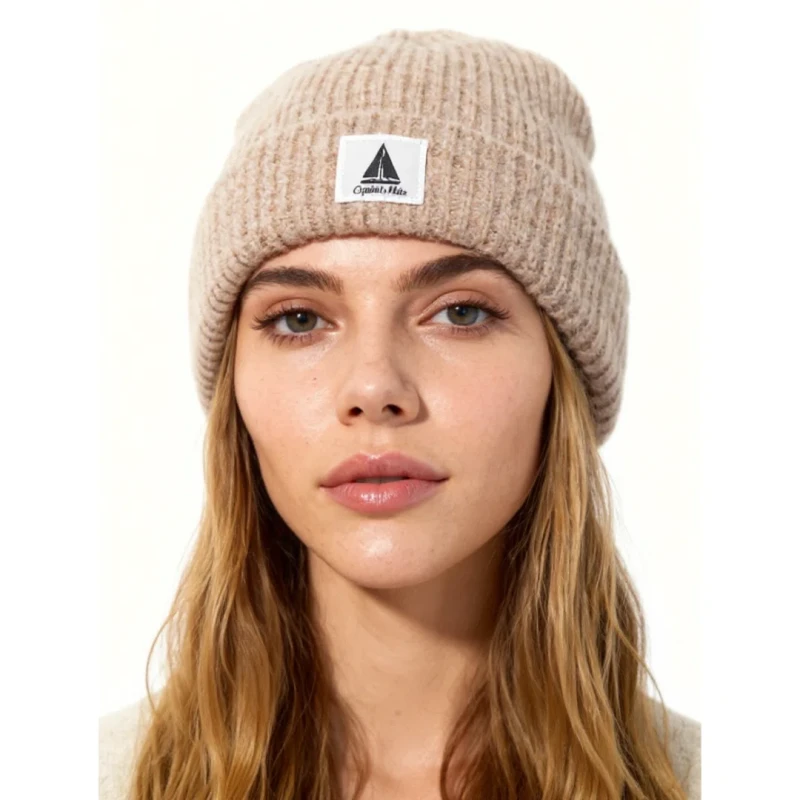 Ciepła czapka zimowa beżowa beanie dzianinowa Captain Mike