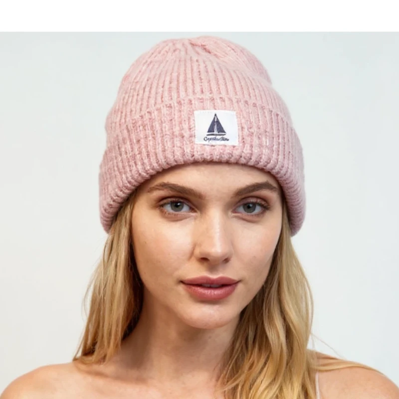 Ciepła czapka damska zimowa różowa beanie dzianinowa Captain Mike