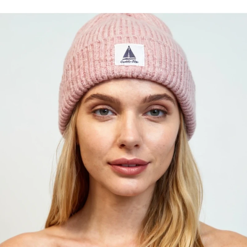 Ciepła czapka damska zimowa różowa beanie dzianinowa Captain Mike