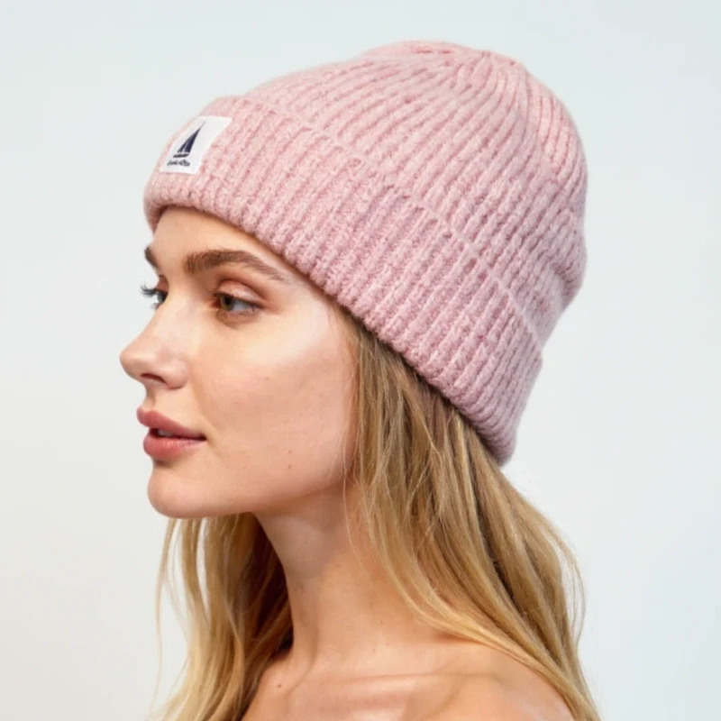 Ciepła czapka damska zimowa różowa beanie dzianinowa Captain Mike