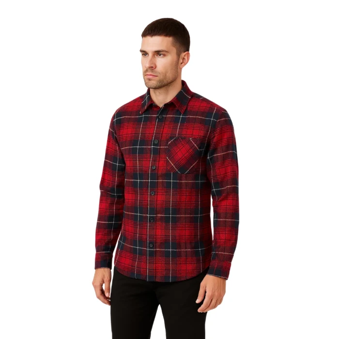 Koszula flanelowa w kratę męska czerwono-czarna Captain Mike 