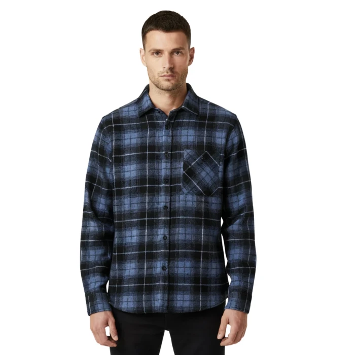 Koszula flanelowa w kratę męska niebiesko-czarna Captain Mike
