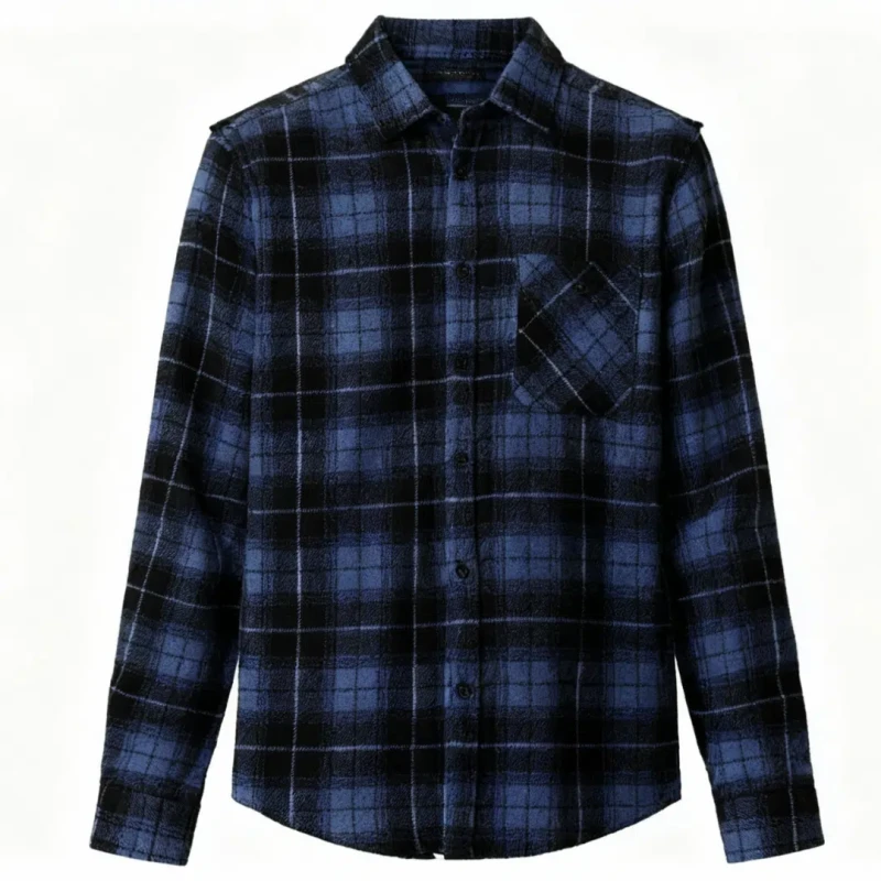 Koszula flanelowa w kratę męska niebiesko-czarna Captain Mike