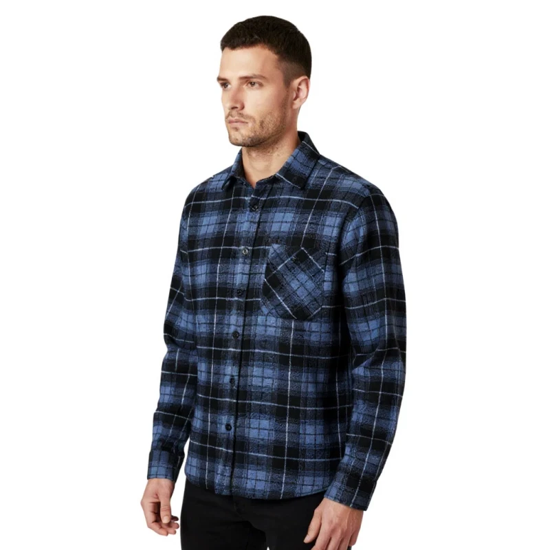 Koszula flanelowa w kratę męska niebiesko-czarna Captain Mike