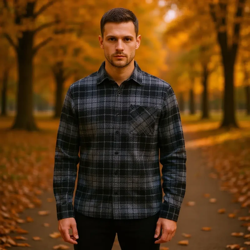 Koszula flanelowa w kratę męska szara Captain Mike