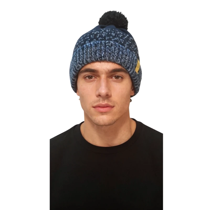 Czapka zimowa ciepła granatowa beanie z pomponem Captain Mike
