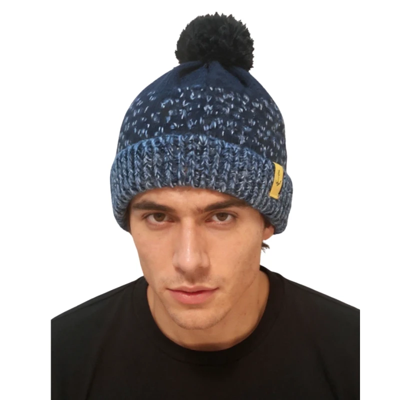 Czapka zimowa ciepła granatowa beanie z pomponem Captain Mike