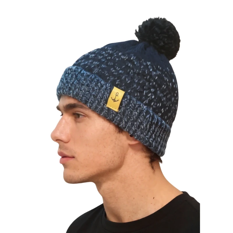 Czapka zimowa ciepła granatowa beanie z pomponem Captain Mike