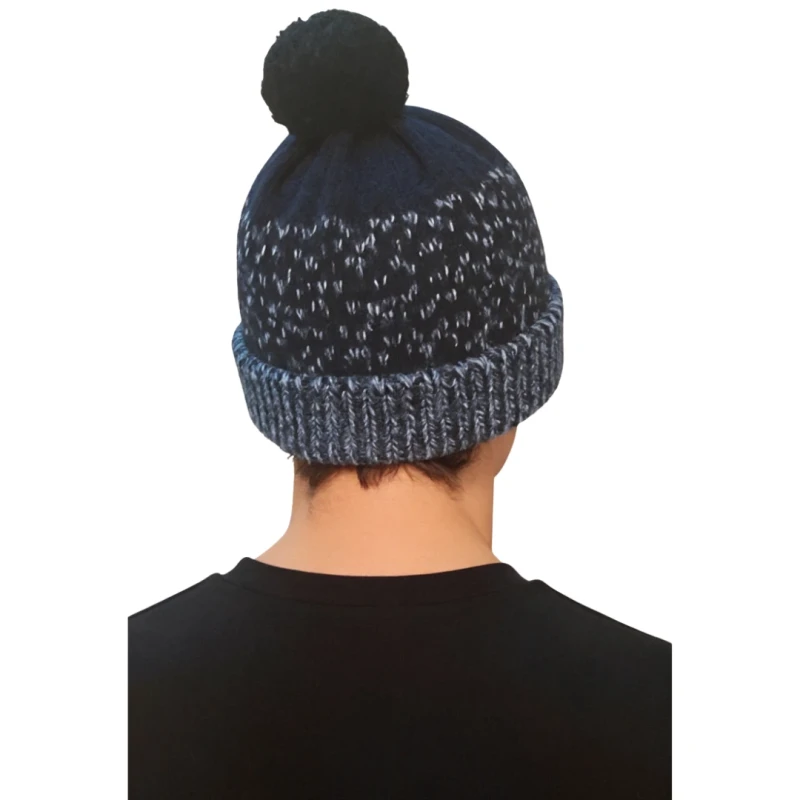 Czapka zimowa ciepła granatowa beanie z pomponem Captain Mike