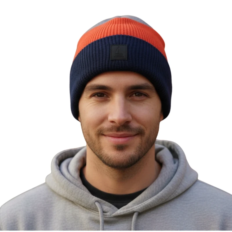 Ciepła czapka zimowa męska z wywinięciem beanie Captain Mike
