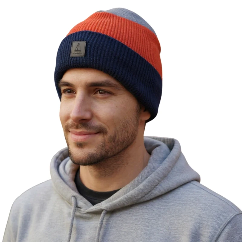 Ciepła czapka zimowa męska z wywinięciem beanie Captain Mike