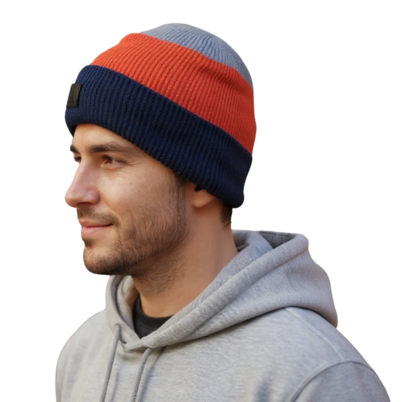 Ciepła czapka zimowa męska z wywinięciem beanie Captain Mike