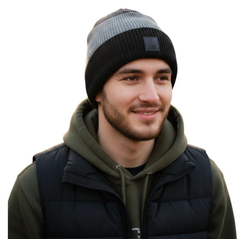 Ciepła czapka zimowa męska z wywinięciem beanie Captain Mike
