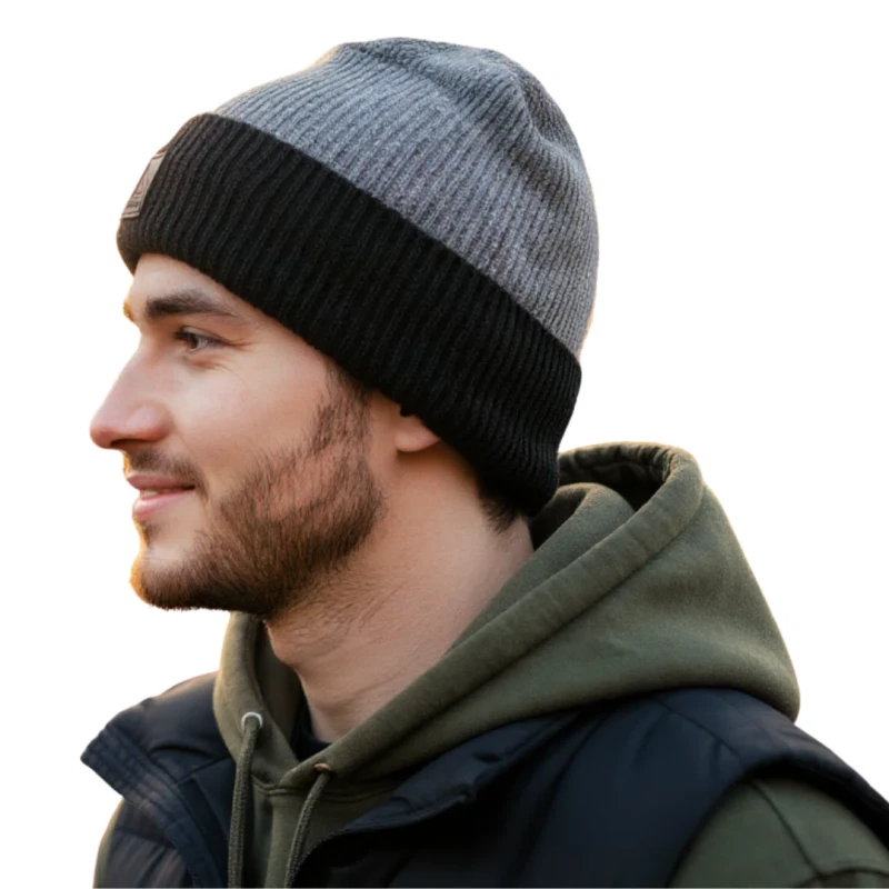 Ciepła czapka zimowa męska z wywinięciem beanie Captain Mike
