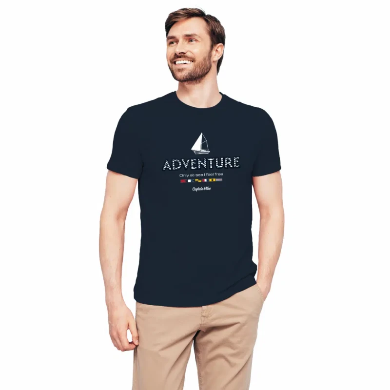 Koszulka męska BAWEŁNA TURECKA T-shirt wypukły nadruk Captain Mike