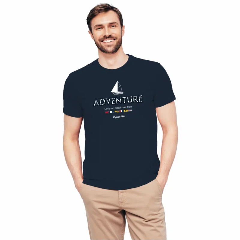 Koszulka męska BAWEŁNA TURECKA T-shirt wypukły nadruk Captain Mike