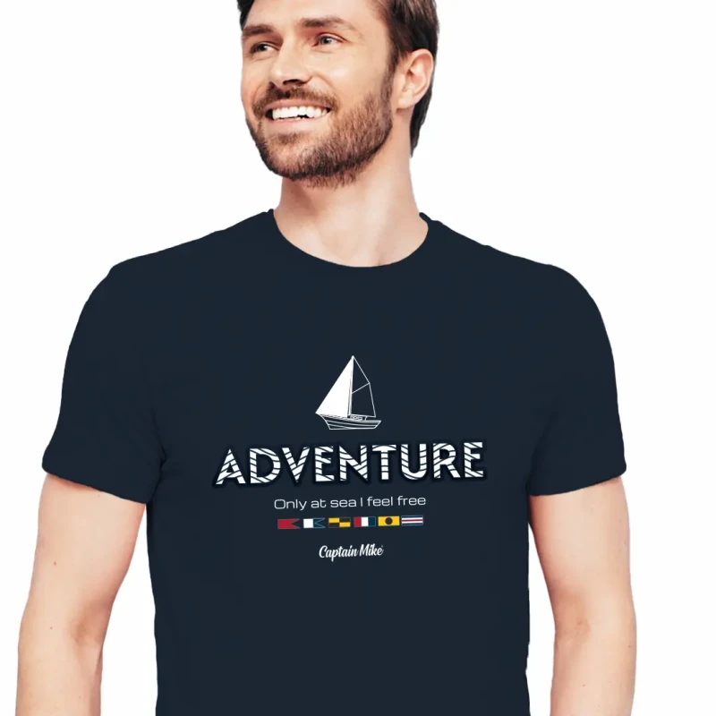 Koszulka męska BAWEŁNA TURECKA T-shirt wypukły nadruk Captain Mike