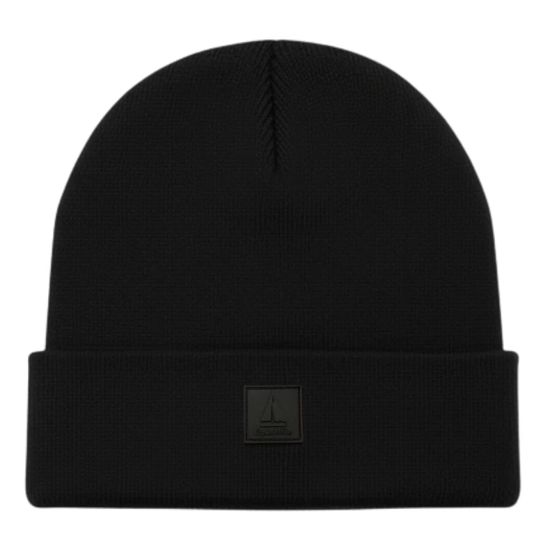Ciepła czapka zimowa męska z wywinięciem beanie czarna Captain Mike
