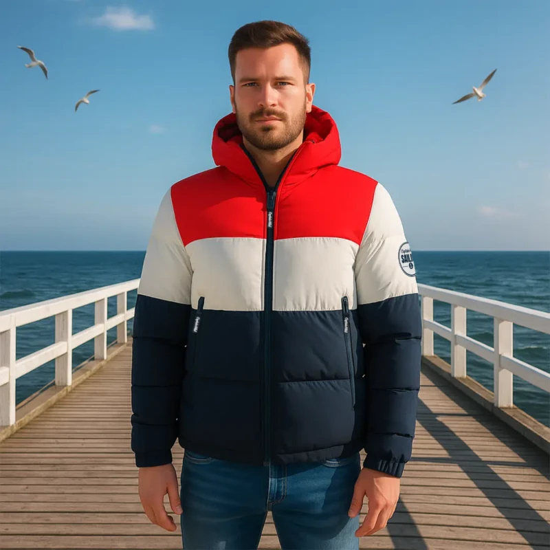 Kurtka zimowa męska puchowa pikowana z kapturem ASPEN Captain Mike