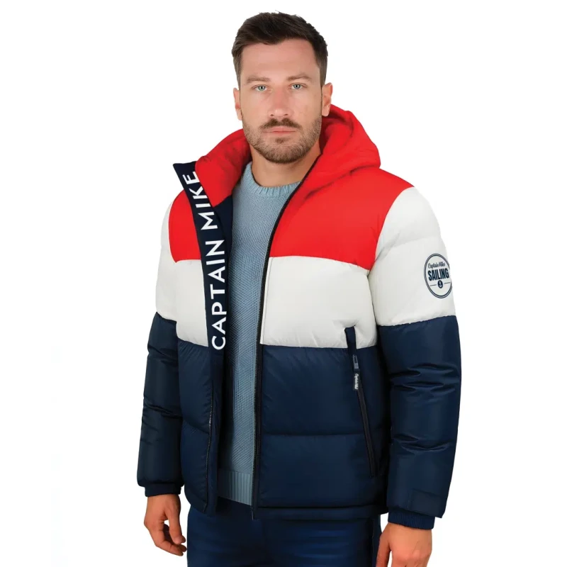 Kurtka zimowa męska puchowa pikowana z kapturem ASPEN Captain Mike