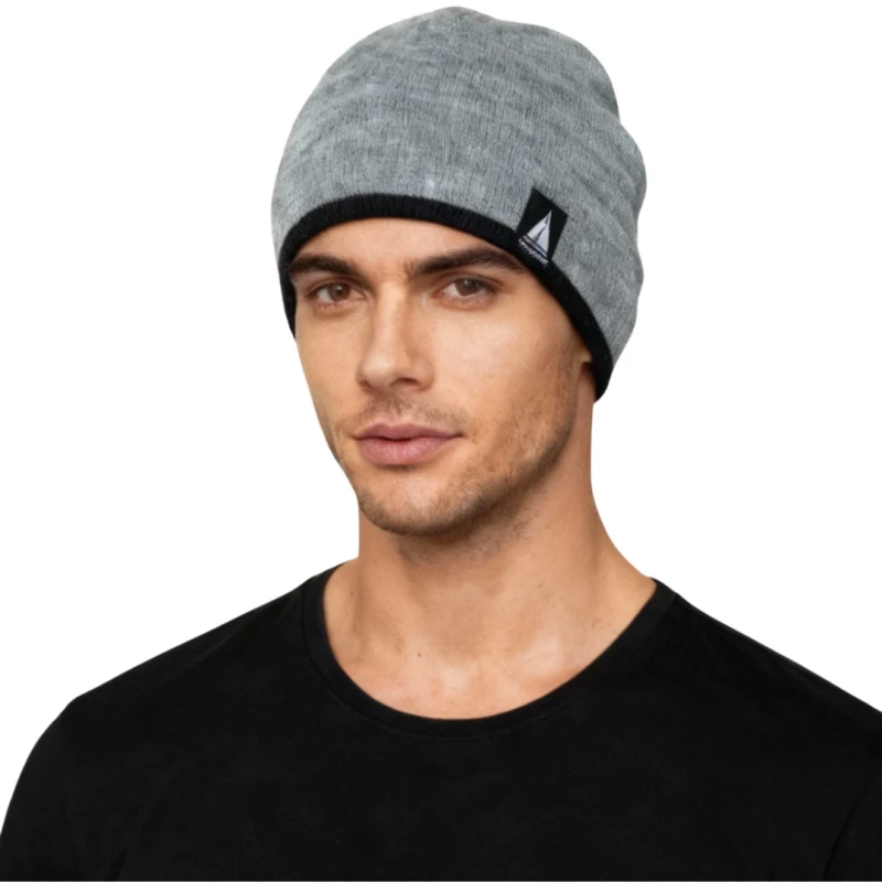 Ciepła czapka zimowa męska beanie szary Captain Mike