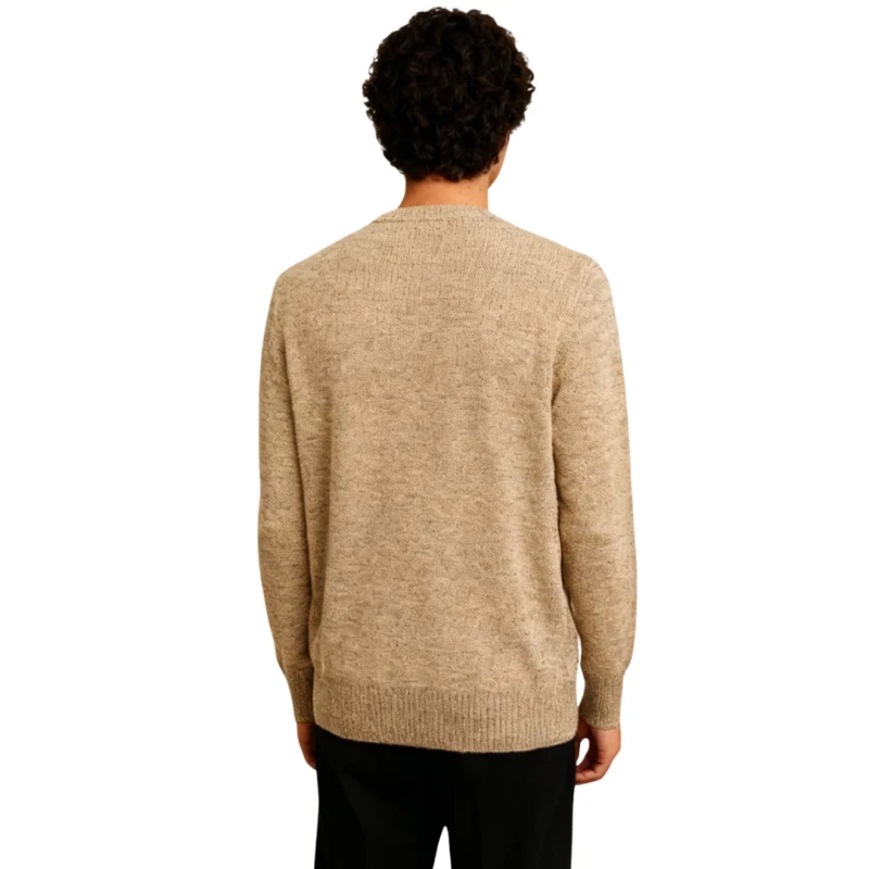 Ciepły sweter męski pod szyję beżowy Captain Mike