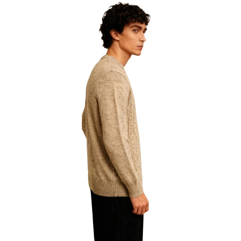 Ciepły sweter męski pod szyję beżowy Captain Mike