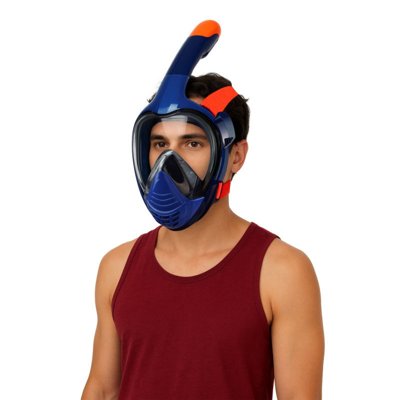 Maska pełnotwarzowa do NURKOWANIA snorkelingu z RURKĄ Captain Mike L/XL