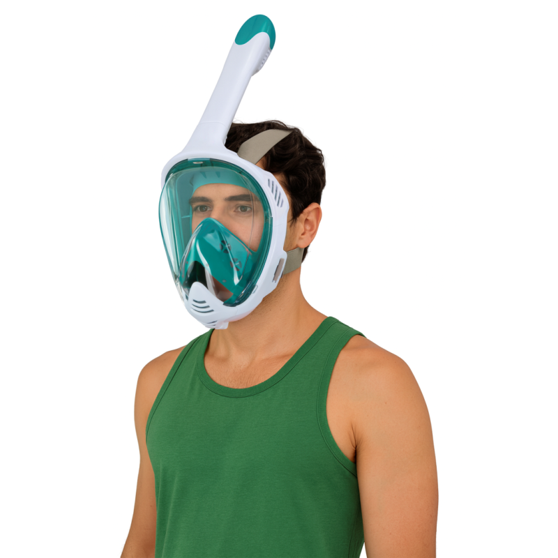 Maska pełnotwarzowa do NURKOWANIA snorkelingu z RURKĄ Captain Mike L/XL